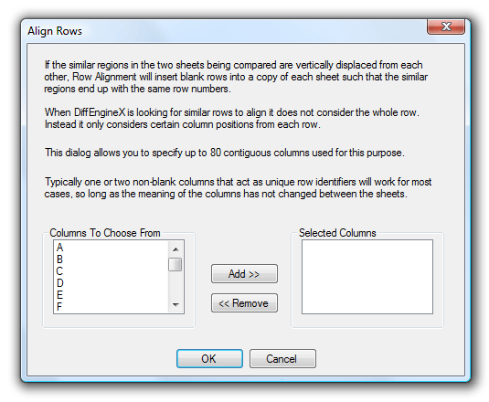 Excel Row Alignment Longest Common Subsequence Algorithm LCS Diff Software Tool Utility