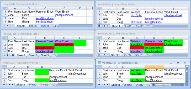 Excel columns are aligned before workbooks compared